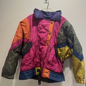J.gallery medium Vintage Down Winter Coat ski jacket 80/90s retro multicolor